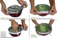 6Pcs Silicone Stretch Preserve Pot Bowl Fruit Lid for Fridge Microwave Food Container Cover - Pnk